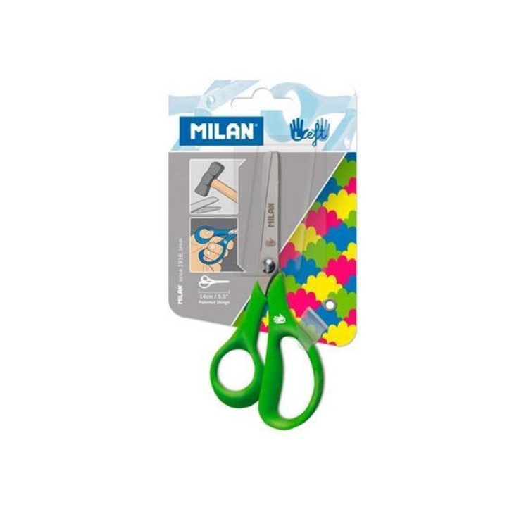 Foarfeca pentru stangaci, Milan, Inox, 14cm, Verde