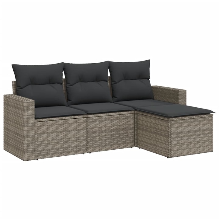vidaXL 4 részes szürke polyrattan kerti ülőgarnitúra párnákkal 27.8 kg 3218860
