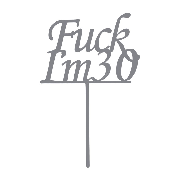 Топер за торта, "I'M 30", рожден ден, годишнина 17,5 x 11,5 см сребро