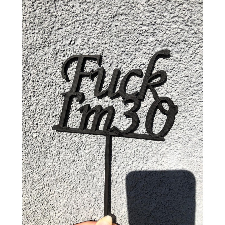 Topper tort, "I'M 30", zi de nastere, aniversare 17, 5 x 11, 5 cm negru