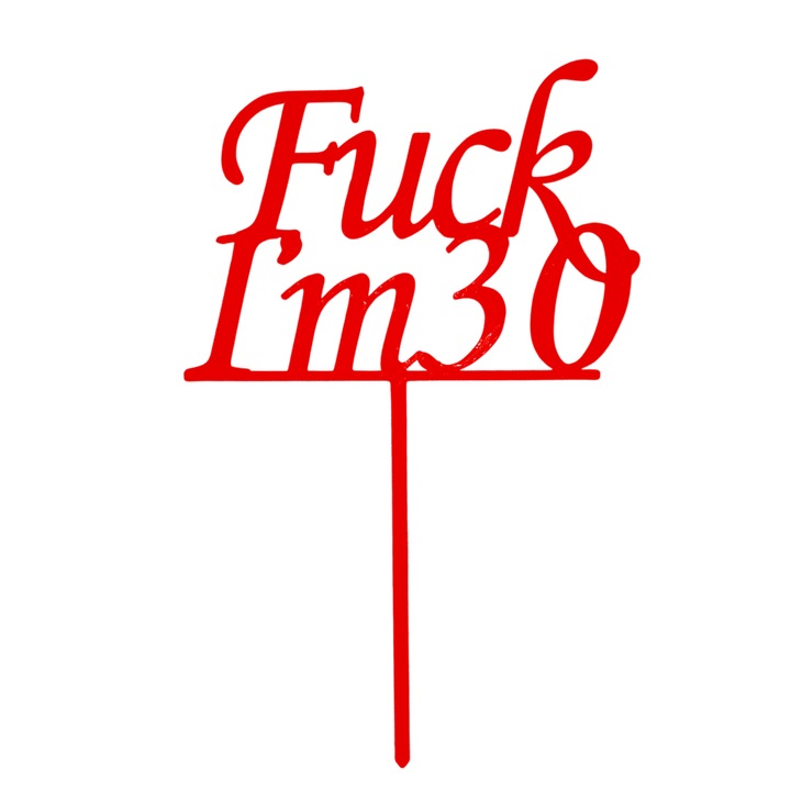 Топер за торта, "I'M 30", рожден ден, юбилей 17,5 х 11,5 см червен