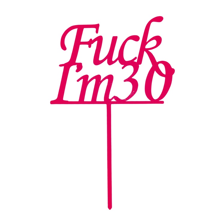 Топер за торта, "I'M 30", рожден ден, юбилей 17,5 х 11,5 см малиново розово