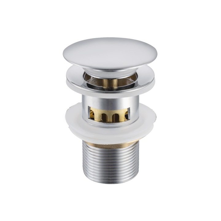 Ventil lavoar, Balneo, Click-Clack F, Crom, cu sita, cu preaplin alama diametru G1 1/4 Cu etansare de ghidare, 100% otel inoxidabil, cu etansare din silicon