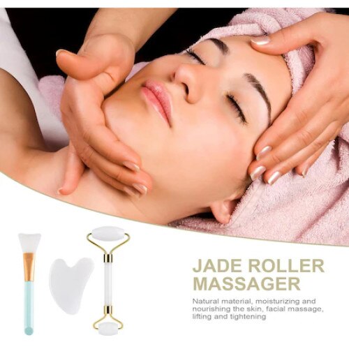 Set de 3 instrumente de masaj facial, Aliaj de zinc, Alb - eMAG.ro