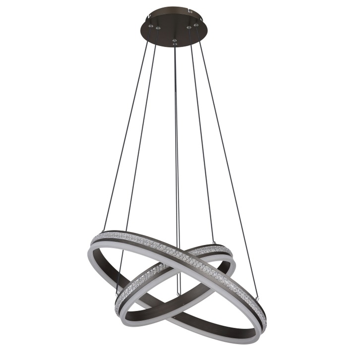 Lustra Globo Grouni, metal, negru, LED CCT, cu telecomanda, 60W