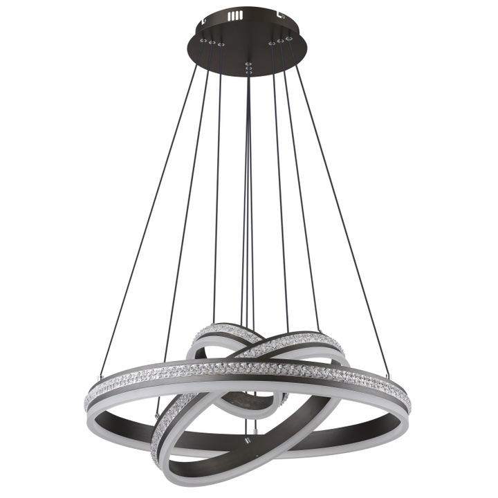 Globo Grouni csillár, fém, fekete, LED CCT, távirányítóval, 70W