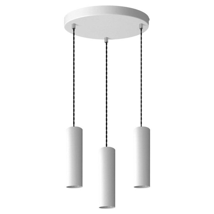 Lustra cu 3 pendule, Szpak, Metal, Alb