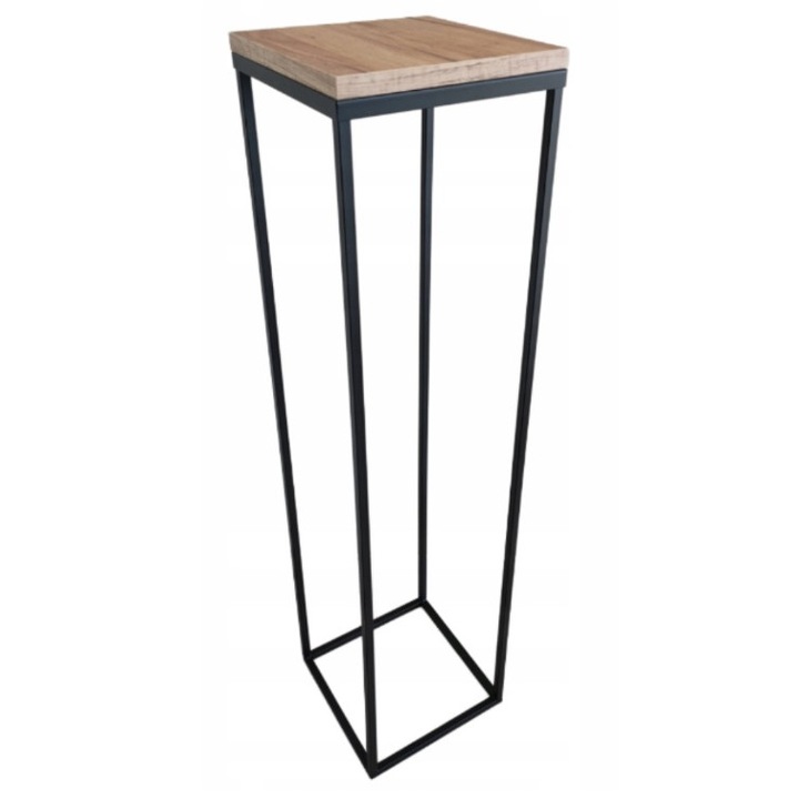 Suport pentru flori, Szpak, Metal/Lemn, 100x24x24cm, Negru/Maro