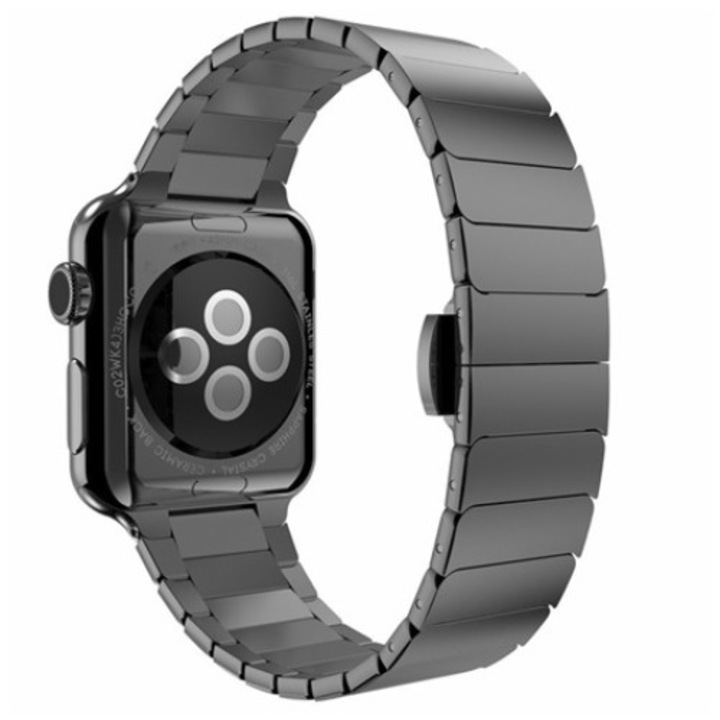 Mybandz APW421802 apple Watch nagy láncszemes fém óraszíj, fekete, 42/44 mm
