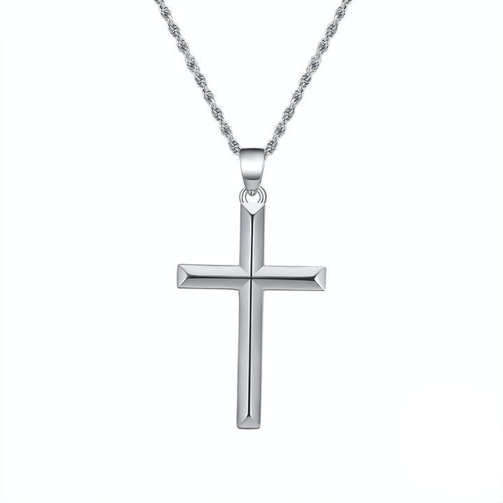 Lant Cruce Una Vida pentru Barbati Argint Italian - Argintiu