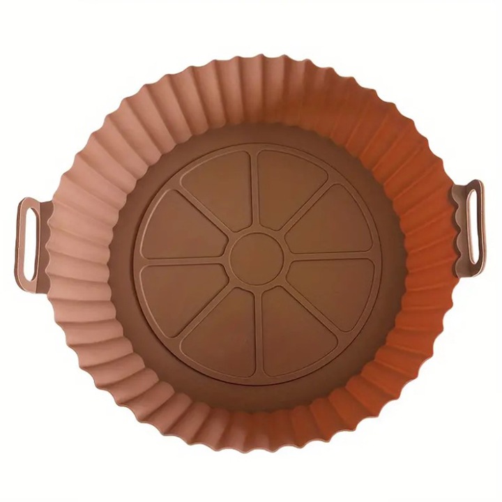 Tava De Protectie Din Silicon SIKS Pentru Air Fryer, Universala, Pentru Friteuza, Prajit, Copt, Reutilizabila, Maro