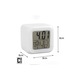 Ceas Multifunctional pentru Birou si Noptiera, CBD CORAL BEST DEALS, Digital, cu Termometru si Alarma, Iluminare LED 8 culori Disponibile, Dimensiuni Compacte 8x8x8 cm