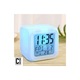 Ceas Multifunctional pentru Birou si Noptiera, CBD CORAL BEST DEALS, Digital, cu Termometru si Alarma, Iluminare LED 8 culori Disponibile, Dimensiuni Compacte 8x8x8 cm