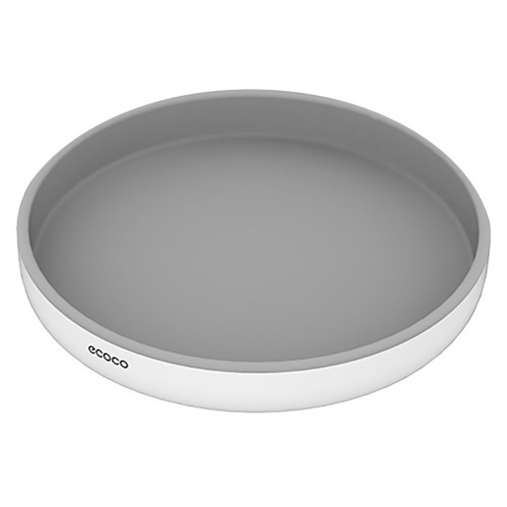 Platou rotativ Ecoco E2022, polipropilena, antiderapant, alb-gri, 30x5cm