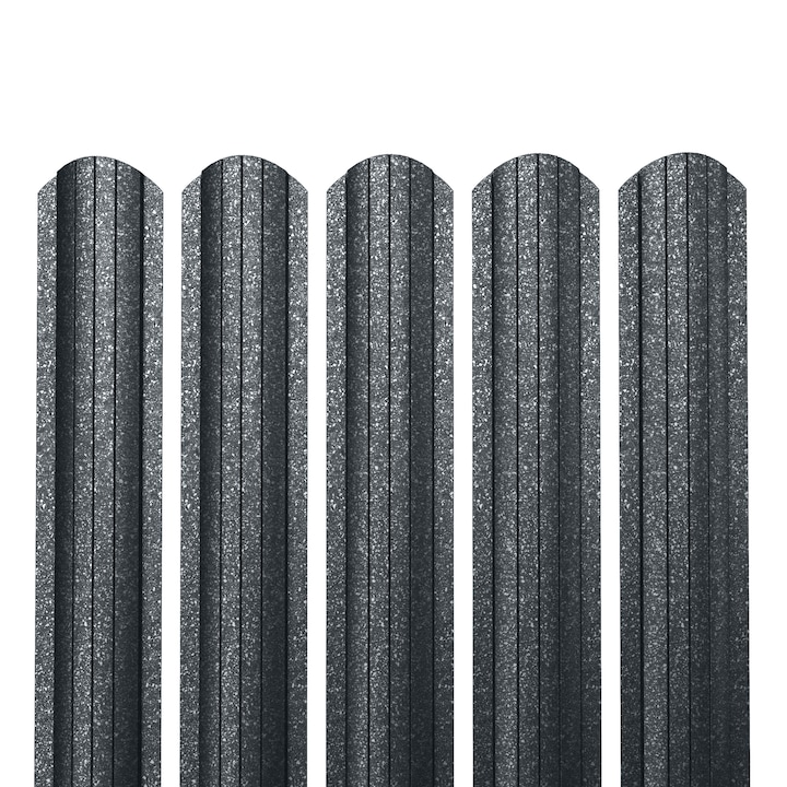 Sipca metalica pentru gard y118-cap rotund, Caretta, Briliant Duo, grosime 0, 6 mm, RAL 7016 (Gri Antracit), 500 x 118 mm (Hxl), 24 bucati