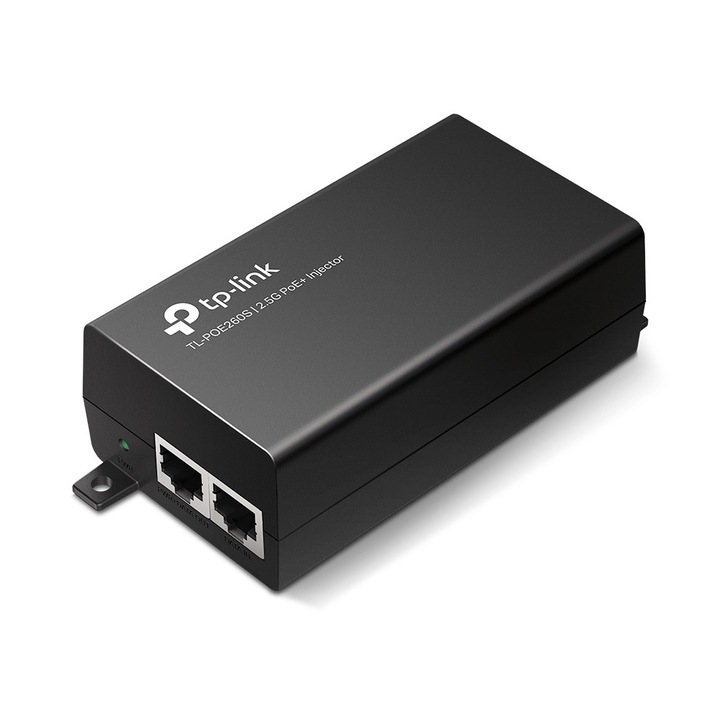 PoE+ инжектор TP-LINK TL-POE260S, 2x 2.5Gbps, стенен или настолен монтаж, черен