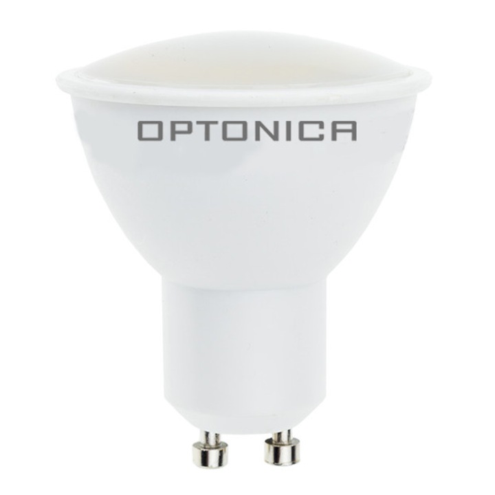 LED крушка, Optonica, 6.5 W, 4500 K, GU10, 550 lm, Енергиен клас F, Бяла