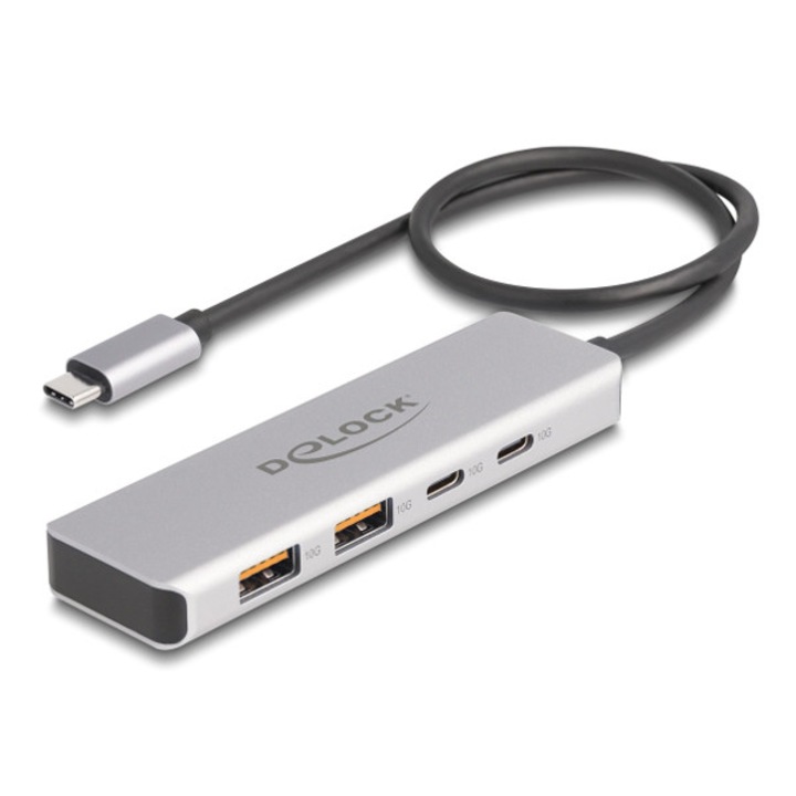 USB хъб Delock 64230, USB-C - 2 x USB-C, 2 x USB-A, 10 Gbps