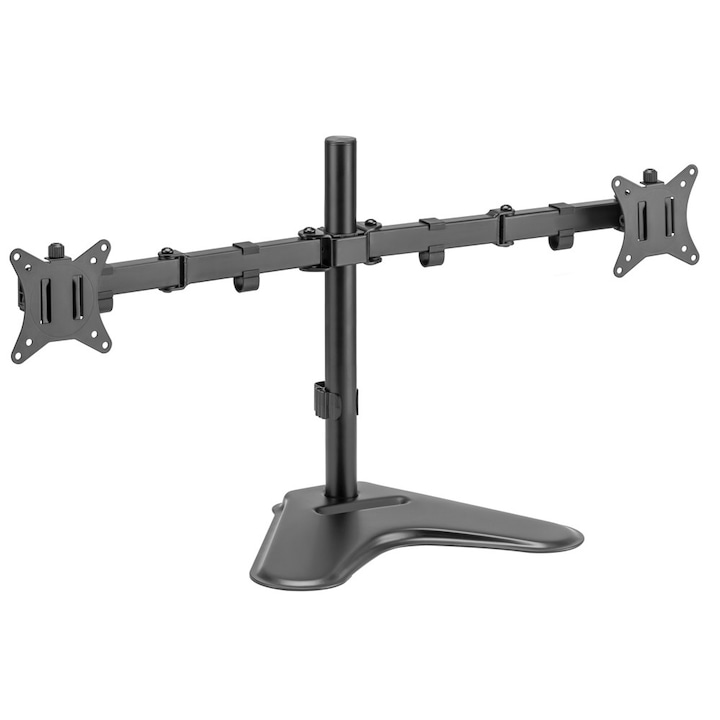 Brateck LDT66-T024 Настолна стойка за 2 монитора 17"-32", 9кг/монитор, черна, 869x280x454mm