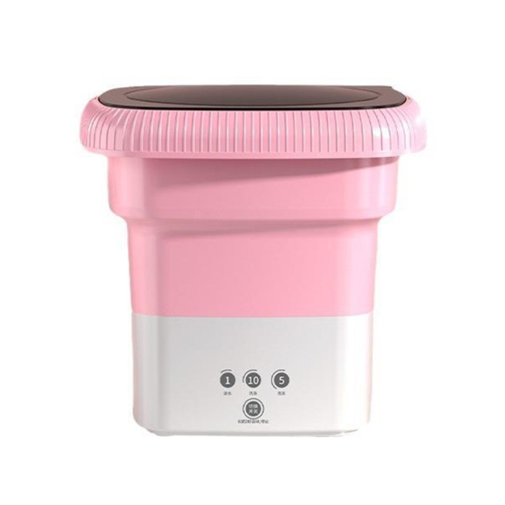 Малка преносима пералня, Tebnaild, сгъваема, 6.5 L, 12 V, Розова