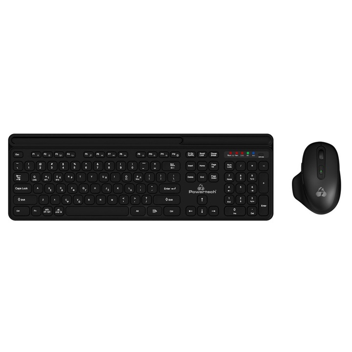 Комплект безжична клавиатура и мишка PowerTech PT-1154, Bluetooth 2.4GHz, черен, 43.4x14.2x2cm