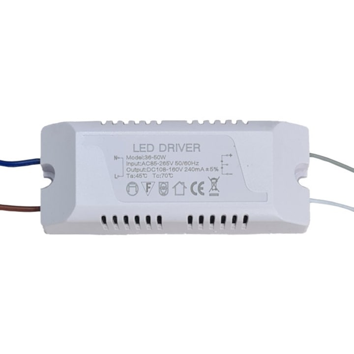LED драйвер, 36-50W, 4x2.5x10cm, за LED ленти