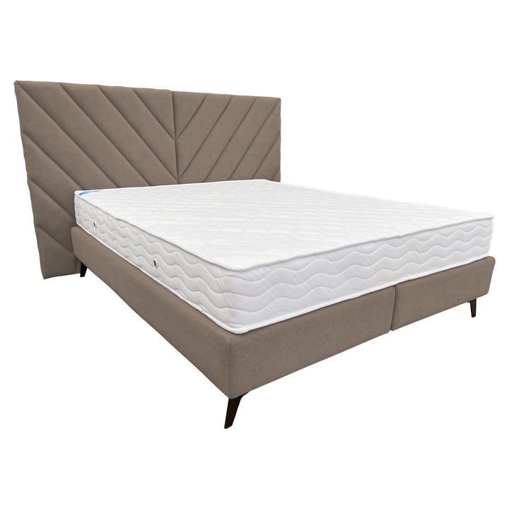 Pat tapitat Boxspring, Aris, crem deschis, C09, 160x201