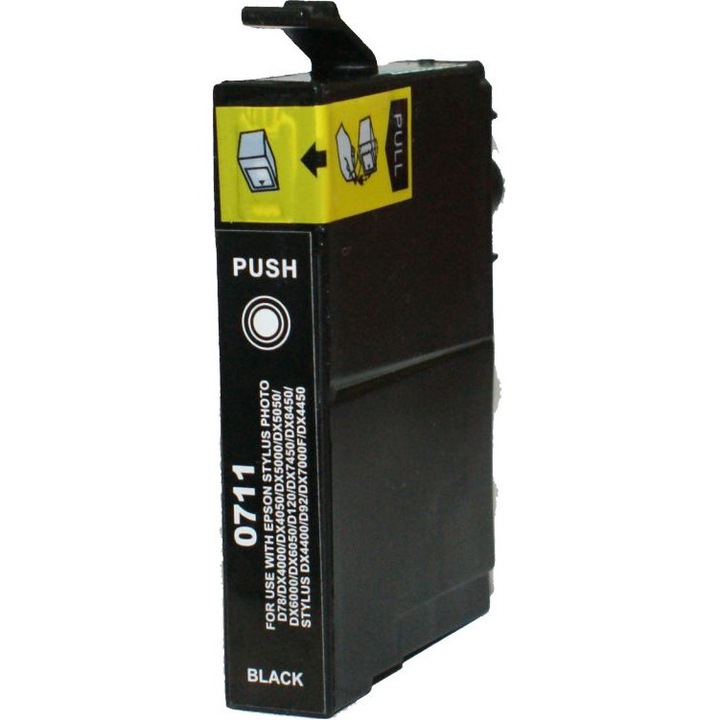 Prémium tintasugaras nyomtatópatron, Epson No 711 kompatibilis, 13ml, fekete