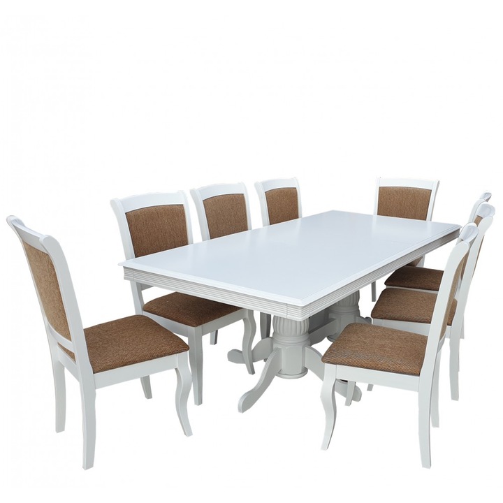 Set masa RH7132 + 8 scaune RH5519C, 160x100x77 cm, White