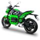 Motocicleta electrica BILI BIKE EXTREME 6 kW brushless, viteza max 100 km/h, autonomie 220 km*, 72V 120Ah Li-ion, frane disc E-ABS, suspensie MONOSHOCK, LED, LCD, suport telefon + USB, verde/negru