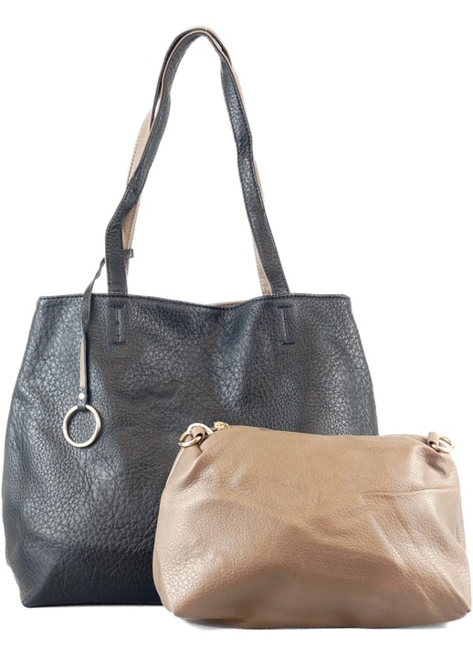 Дамска чанта за през рамо с обръч, изкуствена кожа, черна