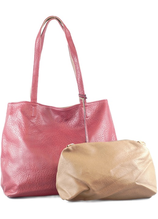 Дамска чанта за през рамо с халки, изкуствена кожа, червена