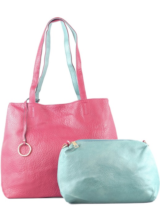 Дамска чанта за през рамо с обръч, изкуствена кожа, розова