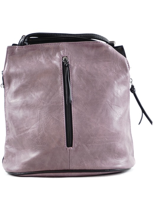 Дамска чанта за през рамо (може да се носи и като раница) от изкуствена кожа с кожен ефект, лилава