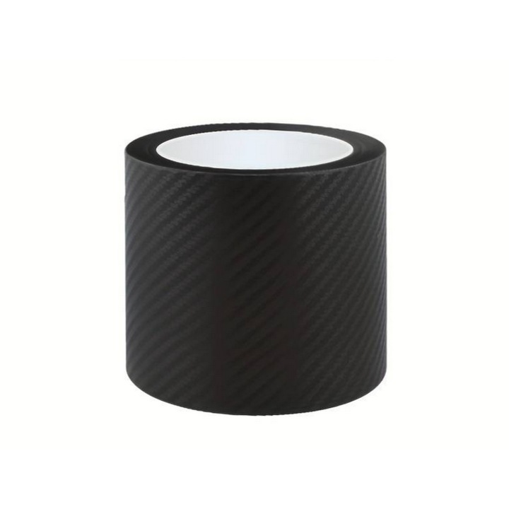 Banda Protectie Auto 3D, BZRSH®, din Carbon, Pentru Prag, Usa, Bara, Bord, Impermeabila, Tuning Auto, 10 cm x 10m