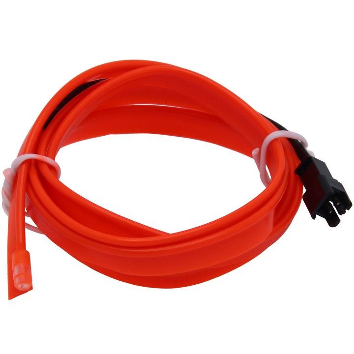 Banda LED interior auto premium, lumina ambientala, fir neon 12V, 5M, lumina rosie