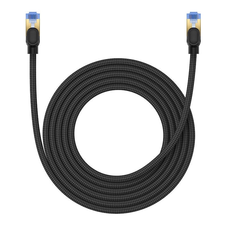 Baseus Cat7 UTP patch cord кабел, медни проводници, кръгъл кабел, максимална скорост 10 Gbps, PVC, 3 м, черен