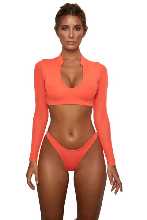 Дамски бански WildFashion, 193718, 2 части, Полиестер, 3758, Оранжев