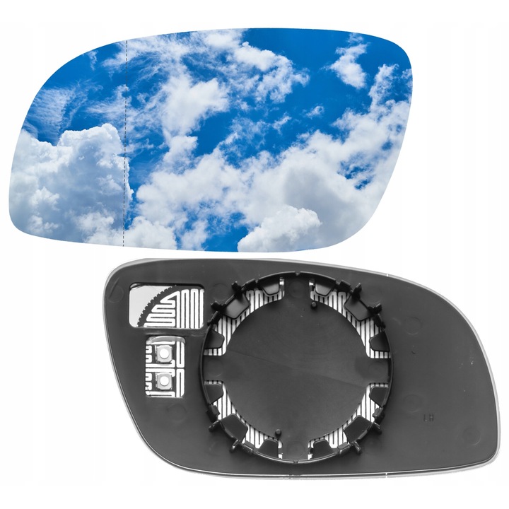 Sticla oglinda, Stanga, Am Volkswagen Touran 2003-2008, Incalzita, Argintiu/Negru