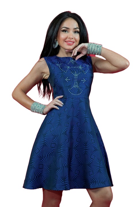 Дамска рокля, WildFashion, полиестер, 2553, Син