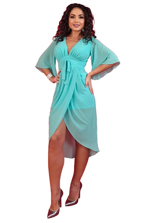 Дамска рокля, WildFashion, полиестер, 2800, Ментово зелено