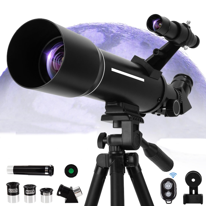 Telescop, 70 mm, 20x, Negru