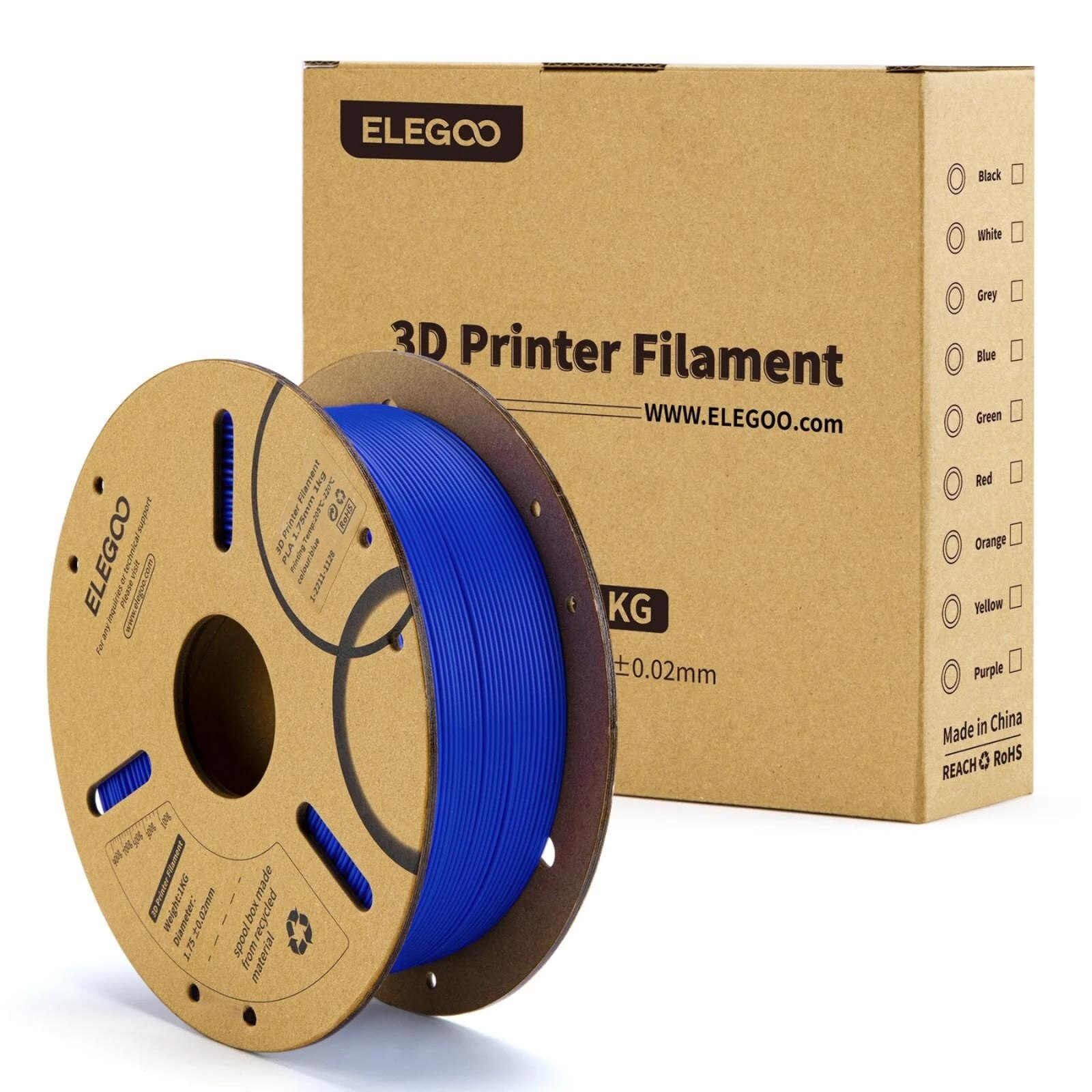 Филамент ELEGOO, PLA, 1.75 мм, син, 1 кг - eMAG.bg