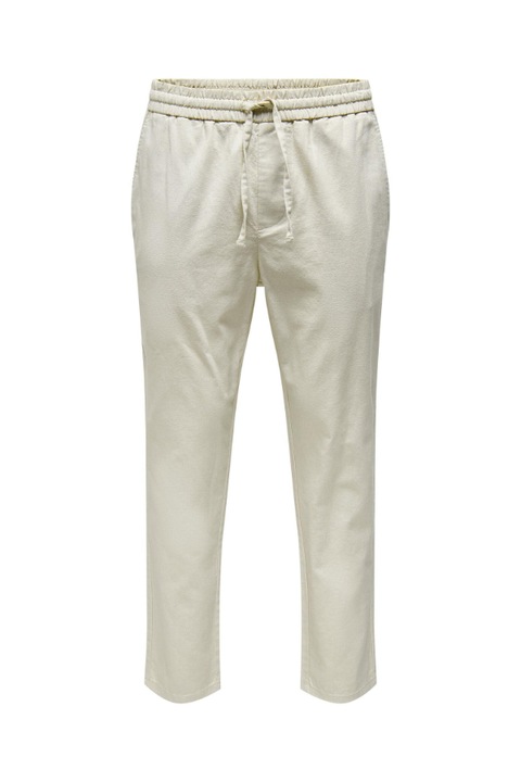 Only & Sons, Панталон с лен и стеснен крачол, Сив