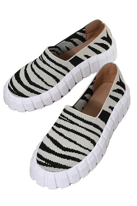 Tenisi dama, WildFashion, Sintetic, Alb/Negru, Alb/Negru