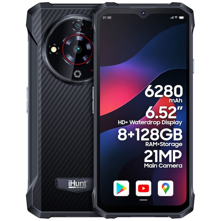 Смартфон iHunt TITAN P8000 Ultra Carbon, 2680mAh, 6.52-inch HD+, 8GB + 128GB, Camera 21MP, 4G, Android 13, черен