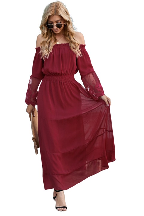 Дамска рокля WildFashion, 215116, Полиестер, Бордо, M INTL