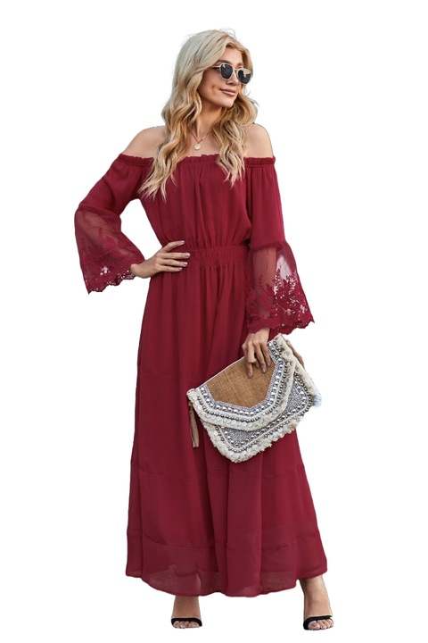 Дамска рокля WildFashion, 215116, Полиестер, Бордо, M INTL