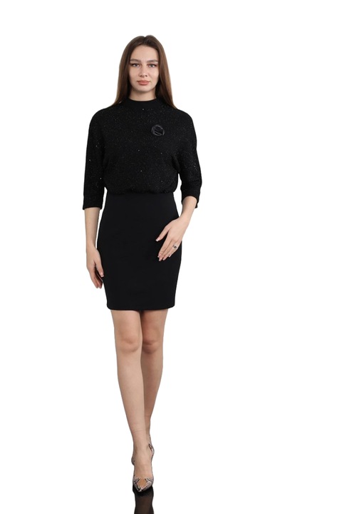 Дамска рокля, WildFashion, Полиестер/Вискоза, 616, Черен, L-XL