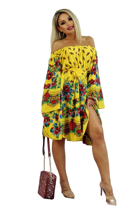 Rochie dama, WildFashion, Poliester, 1279, Galben